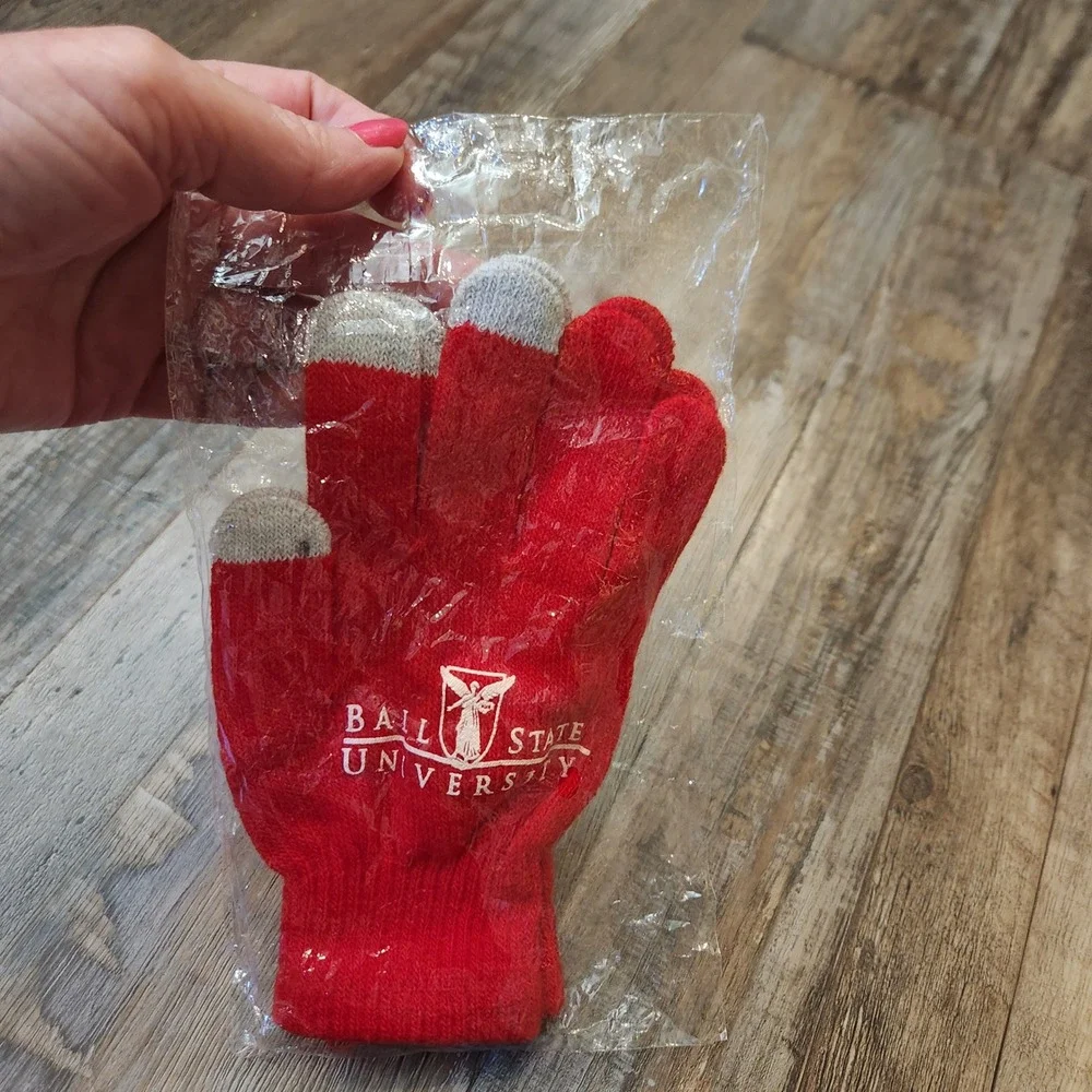 Ball State University Red Knit Gloves Collegiate BSU Cardinals Indiana College